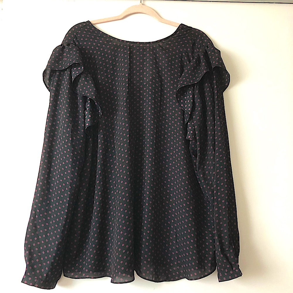 Who What Wear Black and purple polka dot blouse/Top. Size XXL.
